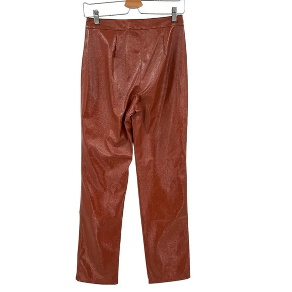 Aritzia Wilfred Shirley Pant Vegan Patent Leather Rust Brown Size 4 - Picture 8 of 13